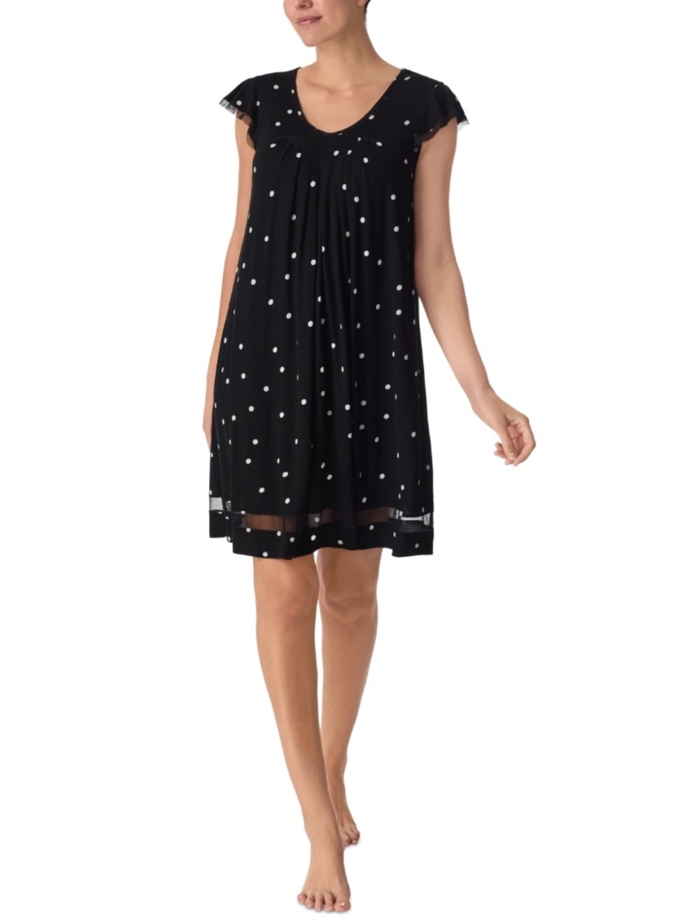NWT M Ellen Tracy Womens Short Sleeve Polka Dot Sleepshirt